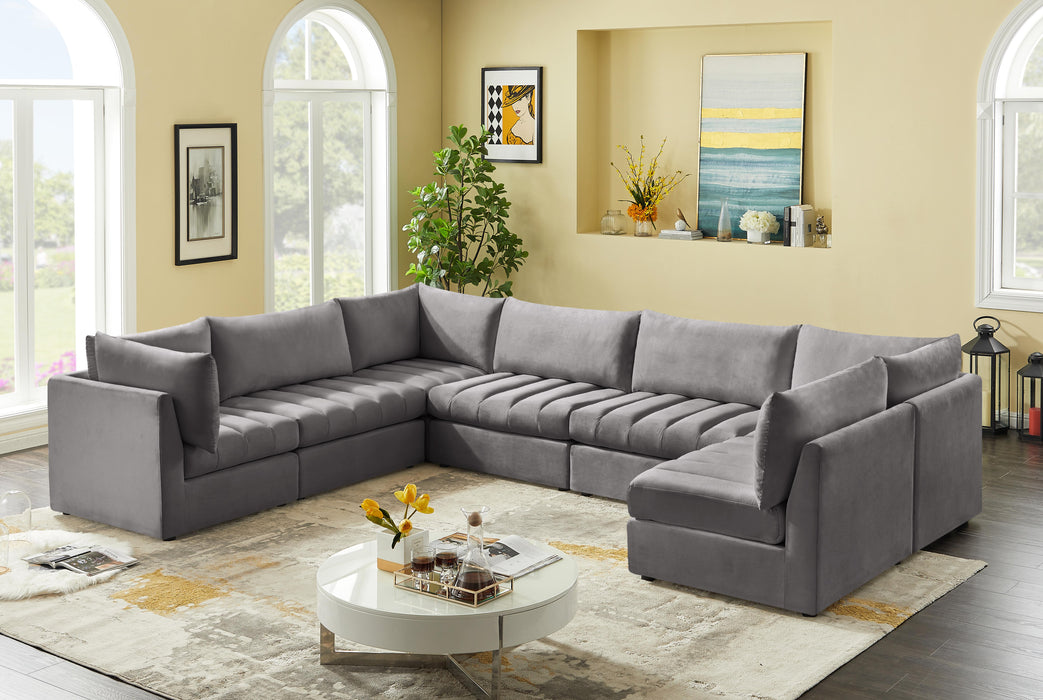 Jacob Grey Velvet Modular Sectional - Royal Furniture & Gifts (MI) - Multi Location