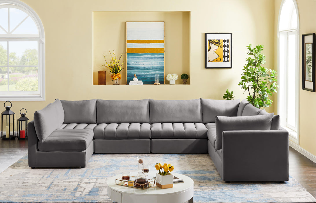 Jacob Grey Velvet Modular Sectional - Royal Furniture & Gifts (MI) - Multi Location