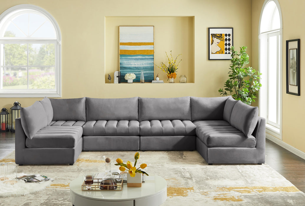 Jacob Grey Velvet Modular Sectional - Royal Furniture & Gifts (MI) - Multi Location