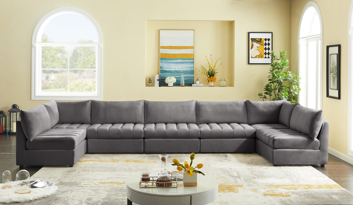 Jacob Grey Velvet Modular Sectional - Royal Furniture & Gifts (MI) - Multi Location