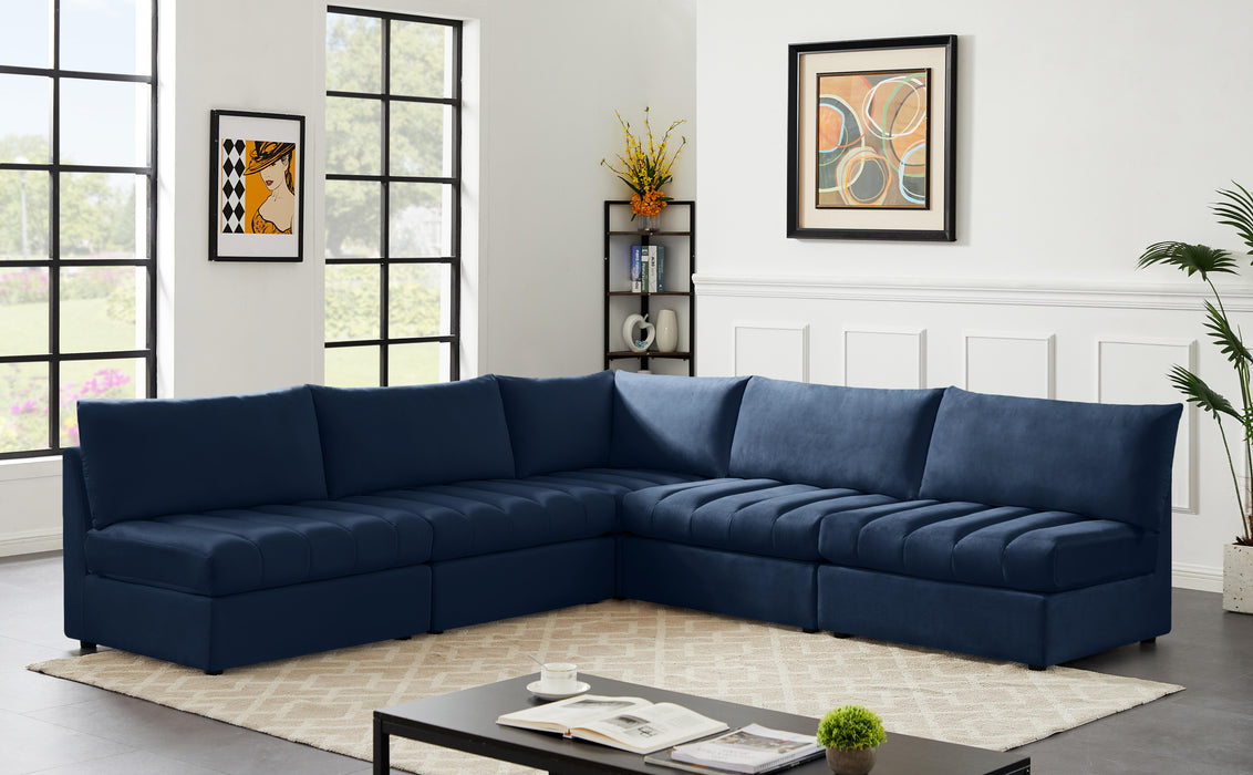 Jacob Navy Velvet Modular Sectional - Royal Furniture & Gifts (MI) - Multi Location