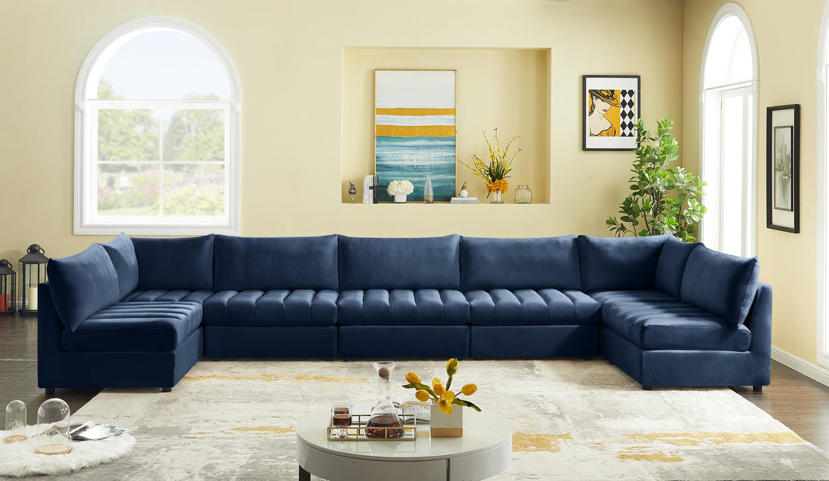 Jacob Navy Velvet Modular Sectional - Royal Furniture & Gifts (MI) - Multi Location