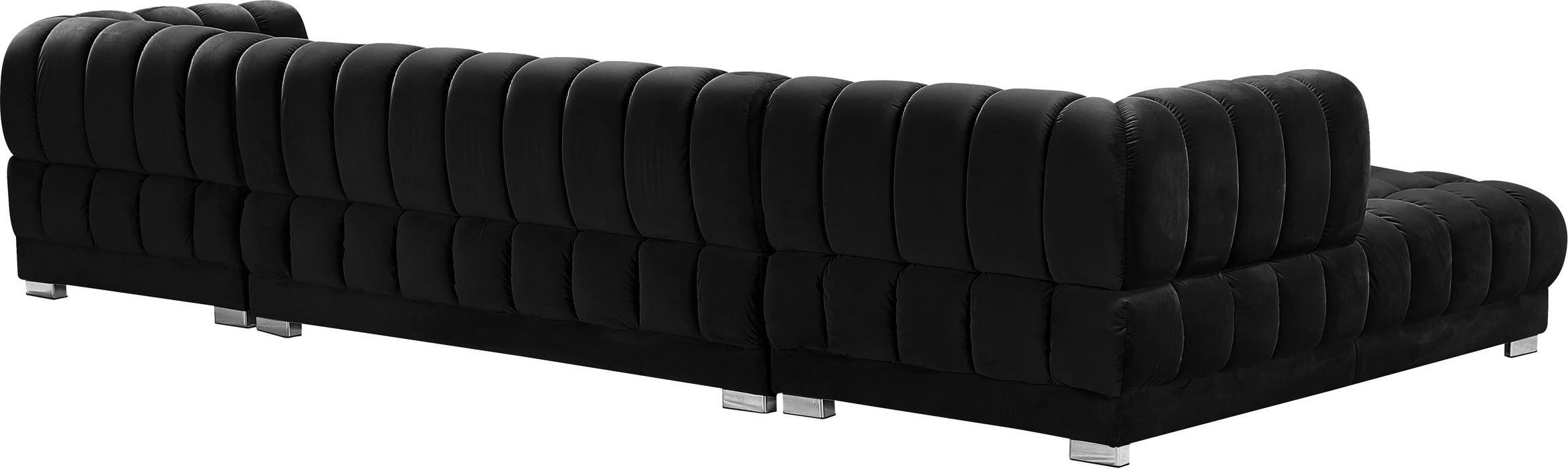 Gwen Black Velvet 3pc. Sectional (3 Boxes) - Royal Furniture & Gifts (MI) - Multi Location
