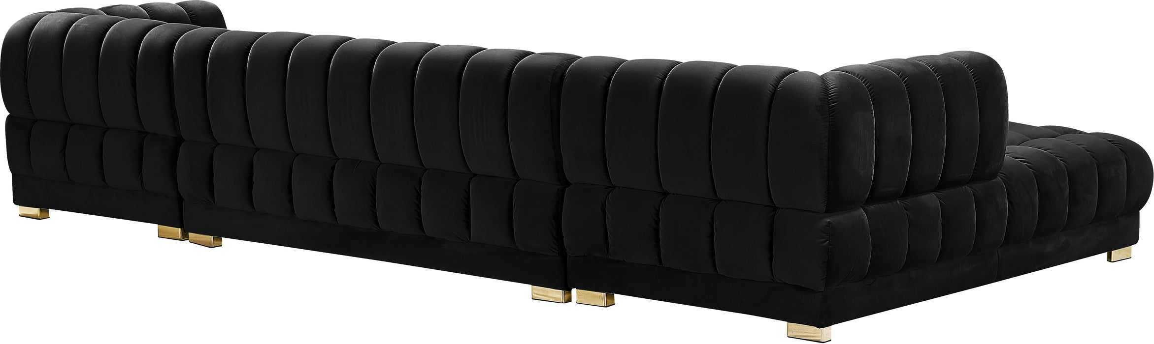 Gwen Black Velvet 3pc. Sectional (3 Boxes) - Royal Furniture & Gifts (MI) - Multi Location