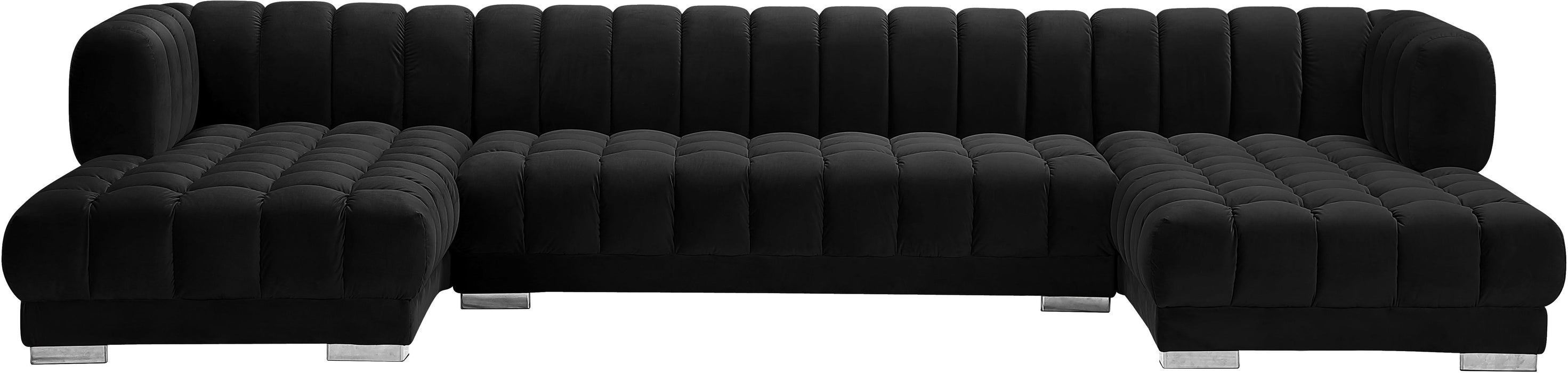 Gwen Black Velvet 3pc. Sectional (3 Boxes) - Royal Furniture & Gifts (MI) - Multi Location