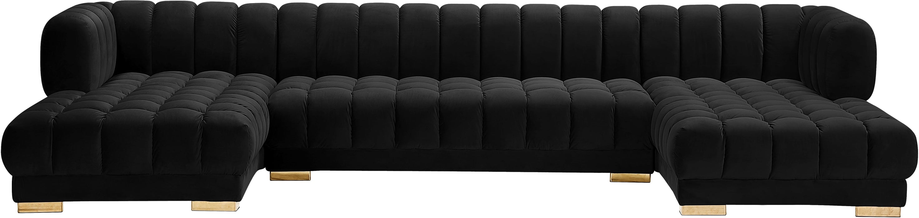 Gwen Black Velvet 3pc. Sectional (3 Boxes) - Royal Furniture & Gifts (MI) - Multi Location