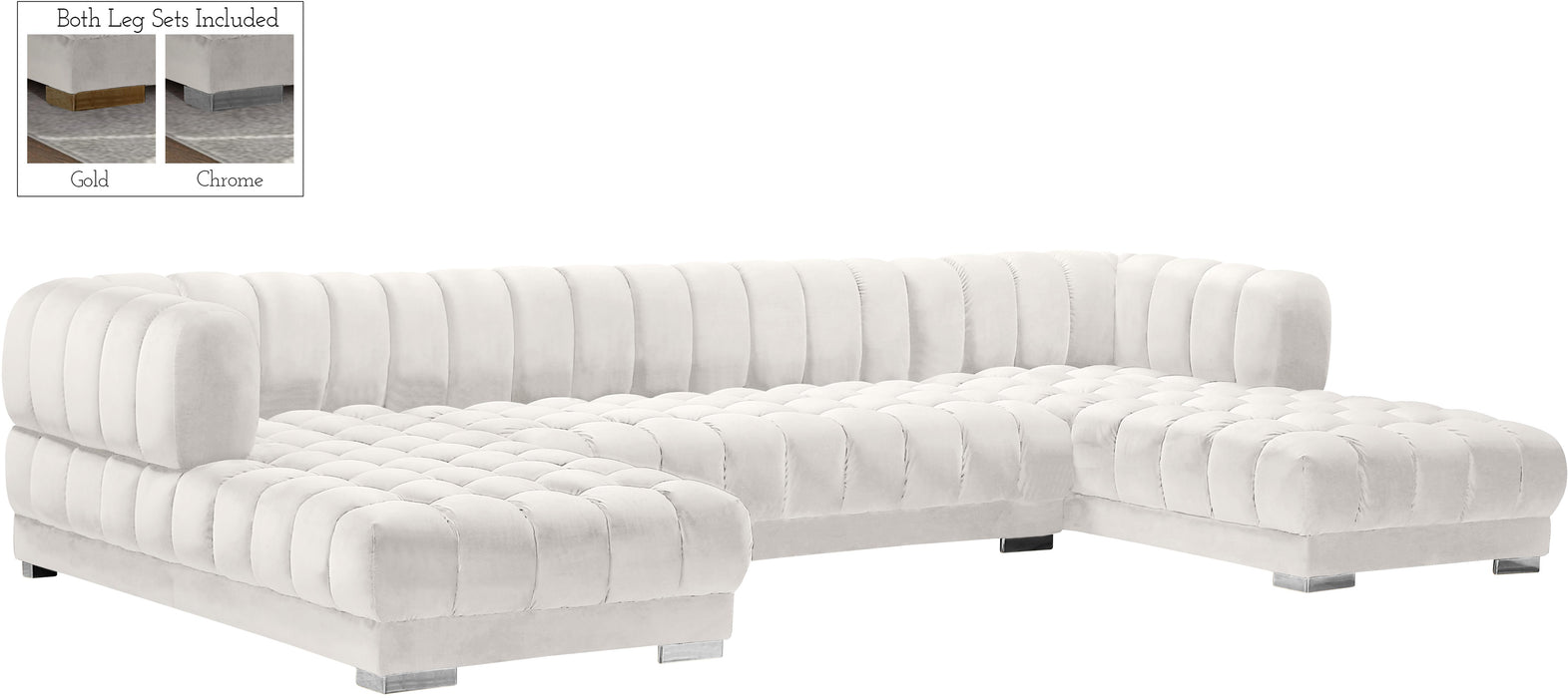 Gwen Cream Velvet 3pc. Sectional (3 Boxes) - Royal Furniture & Gifts (MI) - Multi Location
