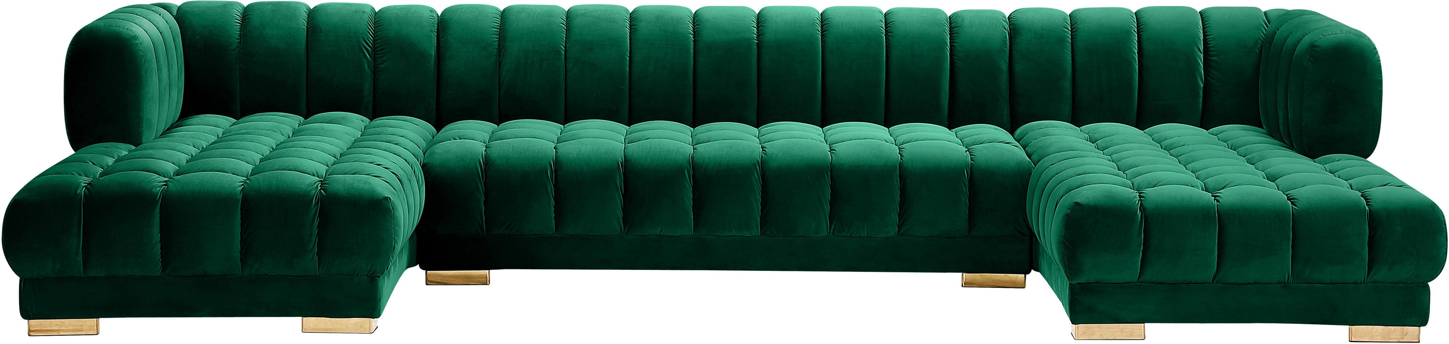 Gwen Green Velvet 3pc. Sectional (3 Boxes) - Royal Furniture & Gifts (MI) - Multi Location