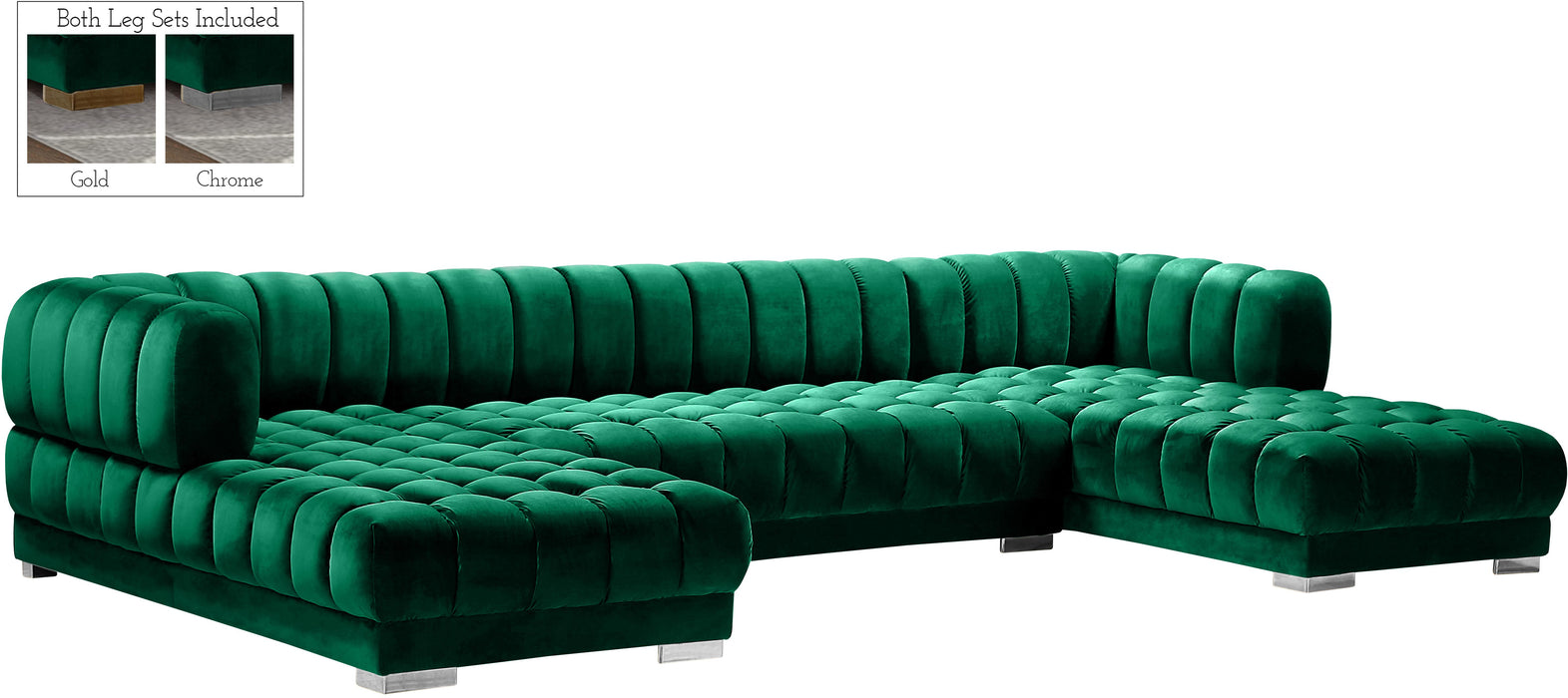 Gwen Green Velvet 3pc. Sectional (3 Boxes) - Royal Furniture & Gifts (MI) - Multi Location