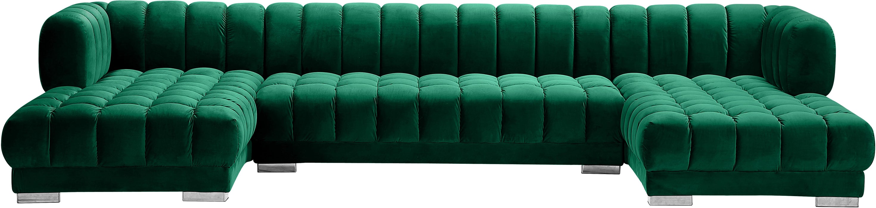 Gwen Green Velvet 3pc. Sectional (3 Boxes) - Royal Furniture & Gifts (MI) - Multi Location