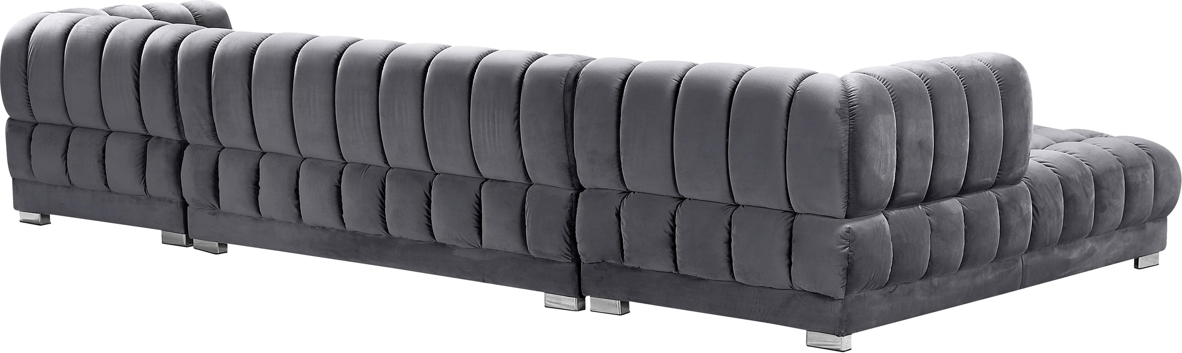 Gwen Grey Velvet 3pc. Sectional (3 Boxes) - Royal Furniture & Gifts (MI) - Multi Location
