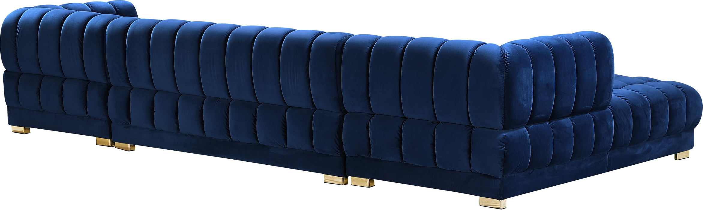 Gwen Navy Velvet 3pc. Sectional (3 Boxes) - Royal Furniture & Gifts (MI) - Multi Location