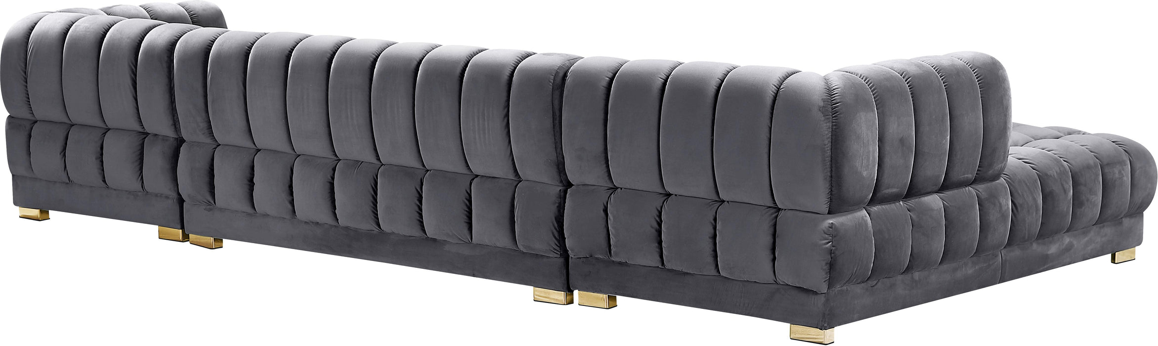 Gwen Grey Velvet 3pc. Sectional (3 Boxes) - Royal Furniture & Gifts (MI) - Multi Location