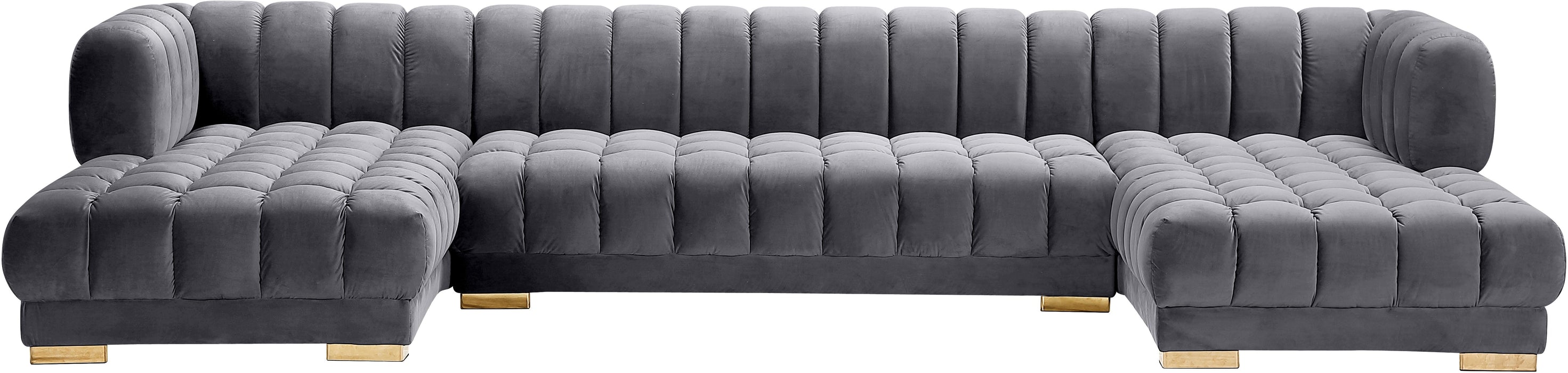 Gwen Grey Velvet 3pc. Sectional (3 Boxes) - Royal Furniture & Gifts (MI) - Multi Location