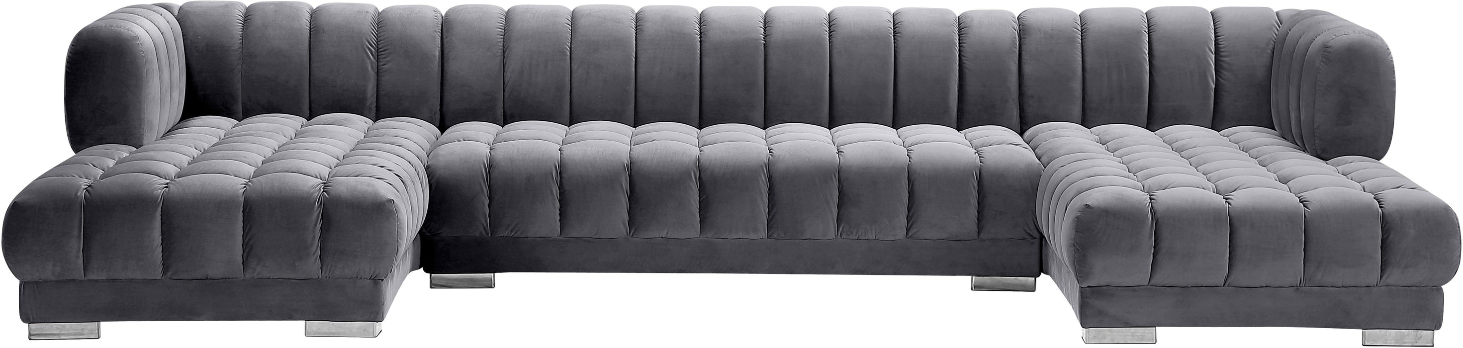 Gwen Grey Velvet 3pc. Sectional (3 Boxes) - Royal Furniture & Gifts (MI) - Multi Location