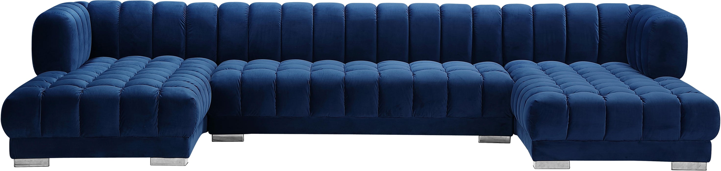 Gwen Navy Velvet 3pc. Sectional (3 Boxes) - Royal Furniture & Gifts (MI) - Multi Location