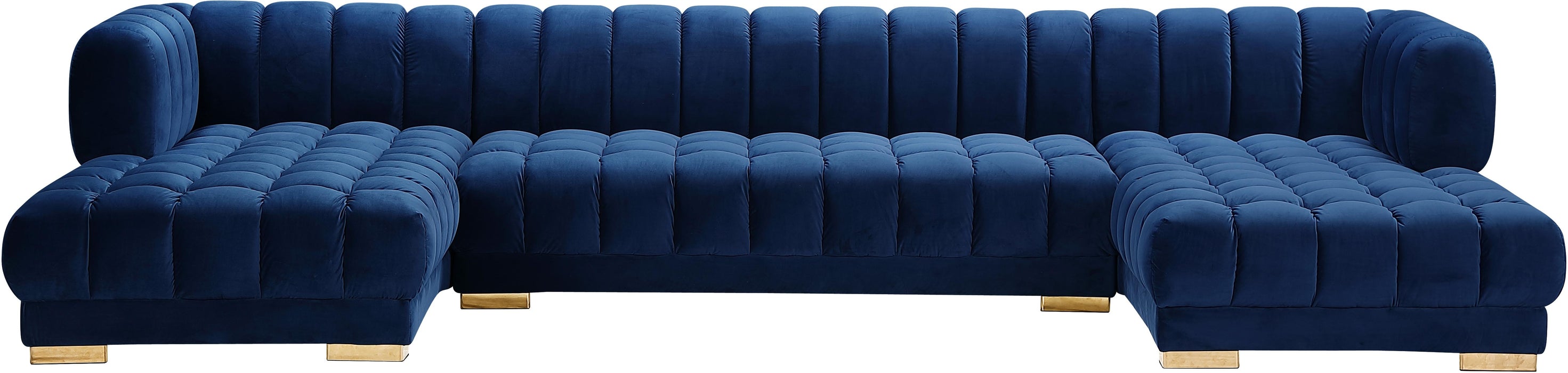 Gwen Navy Velvet 3pc. Sectional (3 Boxes) - Royal Furniture & Gifts (MI) - Multi Location