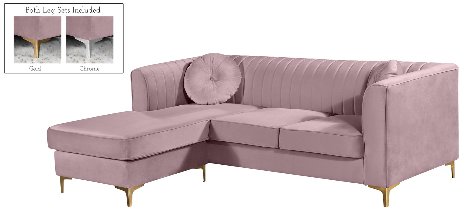 Eliana Pink Velvet 2pc. Reversible Sectional - Royal Furniture & Gifts (MI) - Multi Location