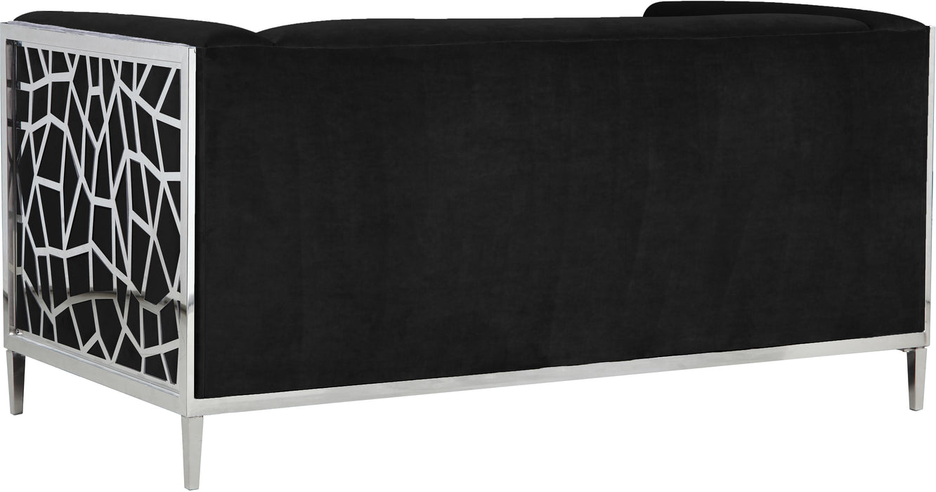 Opal Black Velvet Loveseat - Royal Furniture & Gifts (MI) - Multi Location