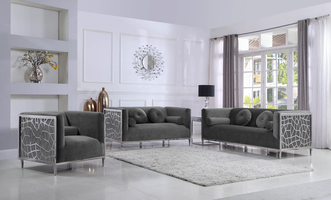 Opal Grey Velvet Loveseat - Royal Furniture & Gifts (MI) - Multi Location