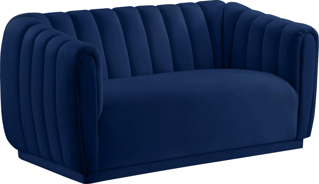 Dixie Navy Velvet Loveseat - Royal Furniture & Gifts (MI) - Multi Location