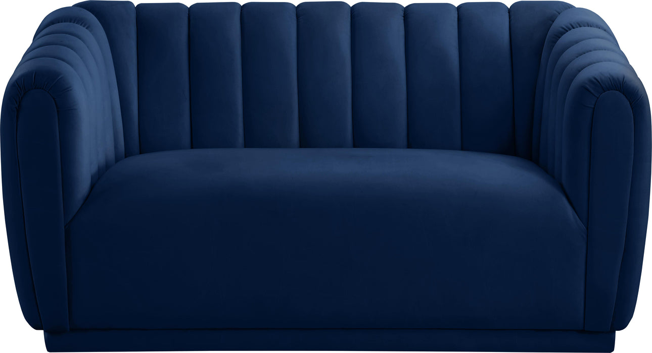 Dixie Navy Velvet Loveseat - Royal Furniture & Gifts (MI) - Multi Location