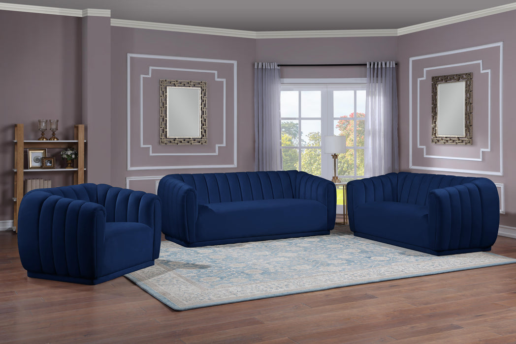 Dixie Navy Velvet Loveseat - Royal Furniture & Gifts (MI) - Multi Location