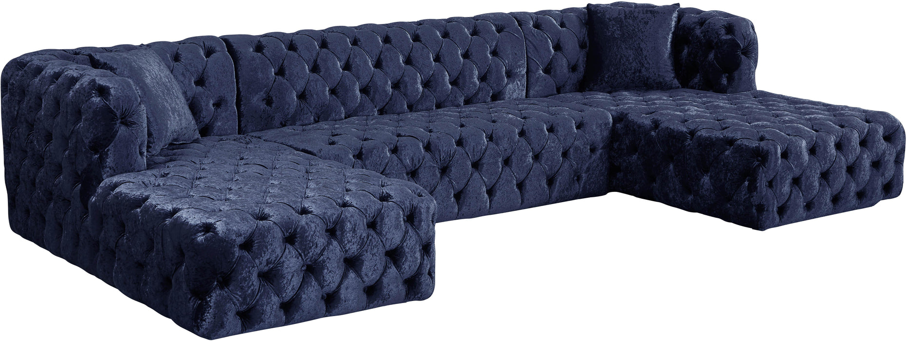 Coco Navy Velvet 3pc. Sectional (3 Boxes) - Royal Furniture & Gifts (MI) - Multi Location