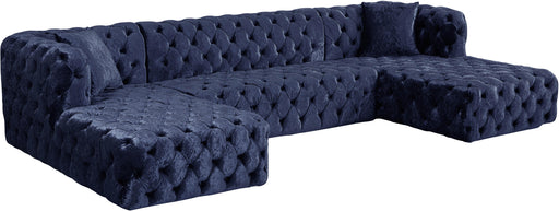 Coco Navy Velvet 3pc. Sectional (3 Boxes) - Royal Furniture & Gifts (MI) - Multi Location