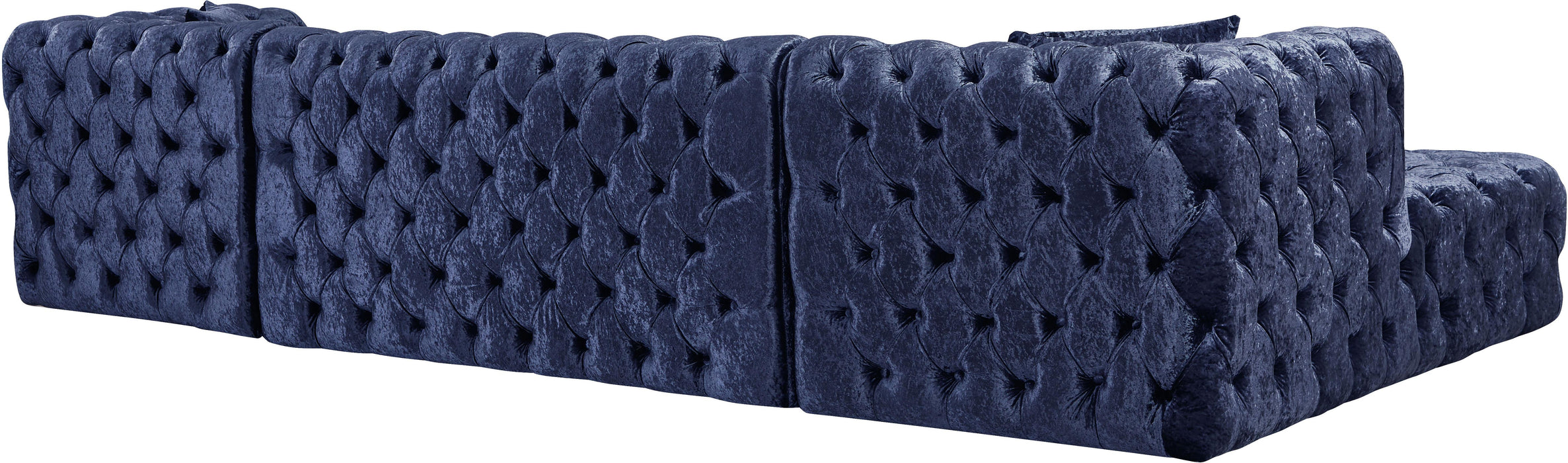 Coco Navy Velvet 3pc. Sectional (3 Boxes) - Royal Furniture & Gifts (MI) - Multi Location