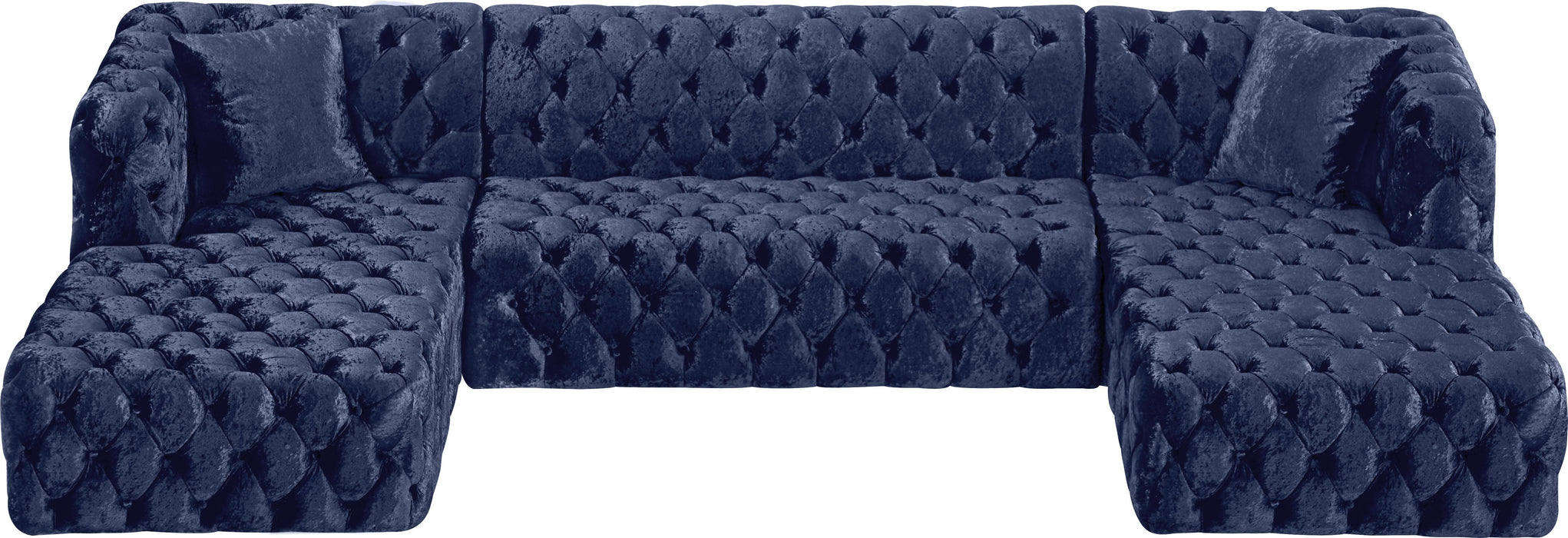 Coco Navy Velvet 3pc. Sectional (3 Boxes) - Royal Furniture & Gifts (MI) - Multi Location