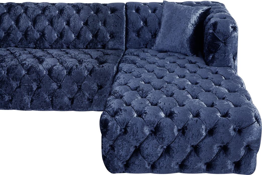 Coco Navy Velvet 3pc. Sectional (3 Boxes) - Royal Furniture & Gifts (MI) - Multi Location