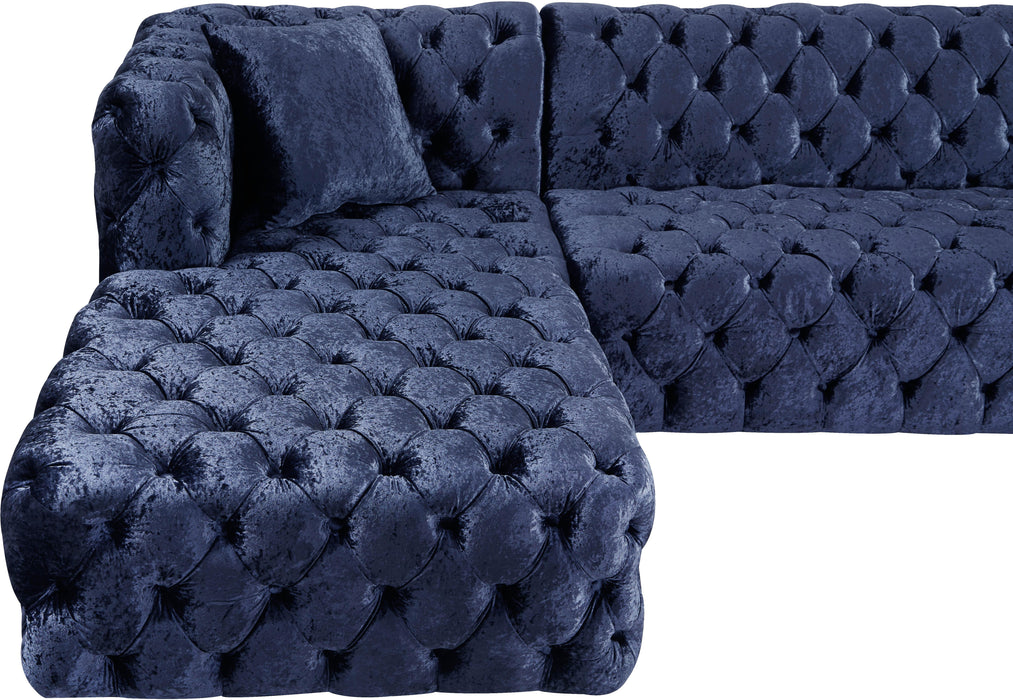 Coco Navy Velvet 3pc. Sectional (3 Boxes) - Royal Furniture & Gifts (MI) - Multi Location