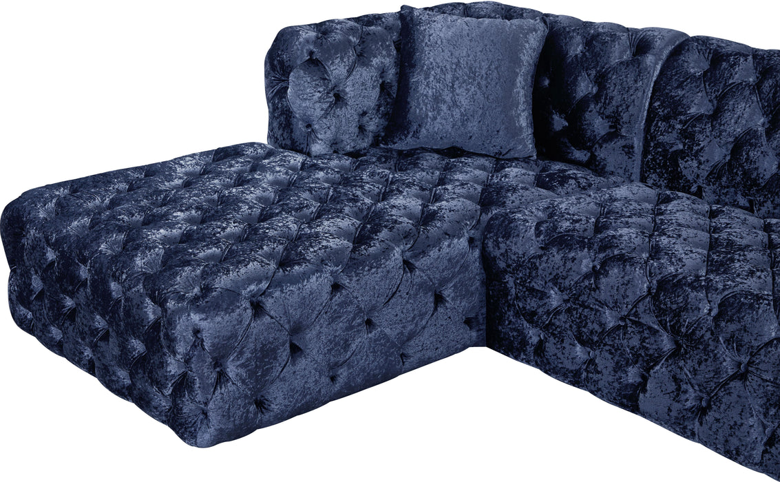 Coco Navy Velvet 3pc. Sectional (3 Boxes) - Royal Furniture & Gifts (MI) - Multi Location