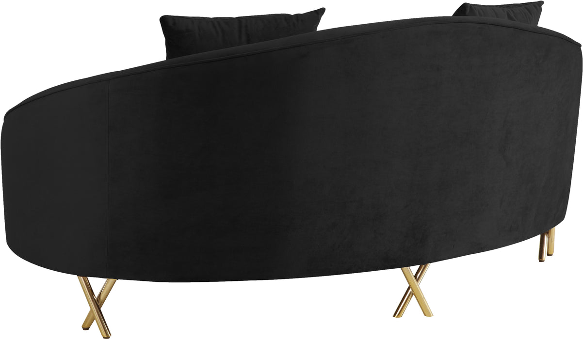 Serpentine Black Velvet Loveseat - Royal Furniture & Gifts (MI) - Multi Location