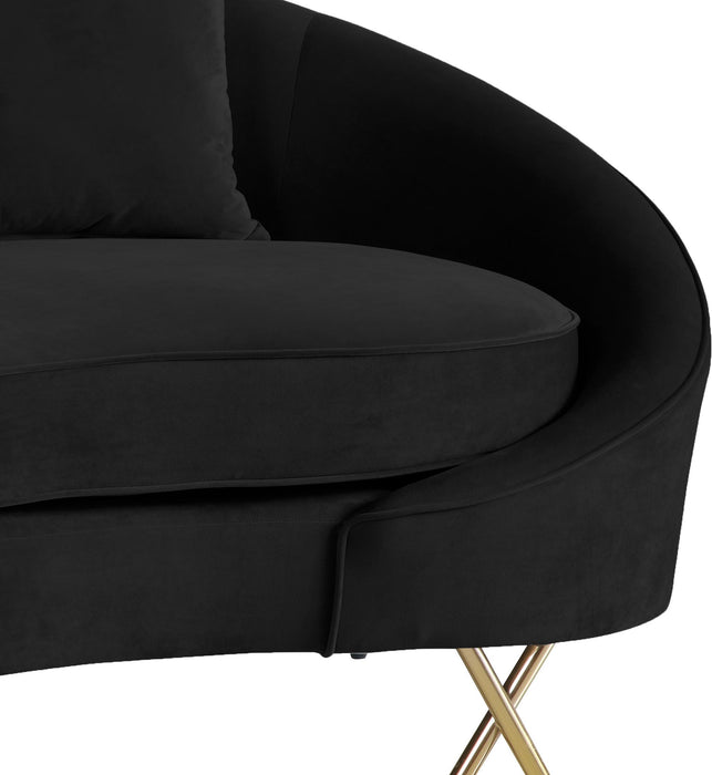 Serpentine Black Velvet Loveseat - Royal Furniture & Gifts (MI) - Multi Location
