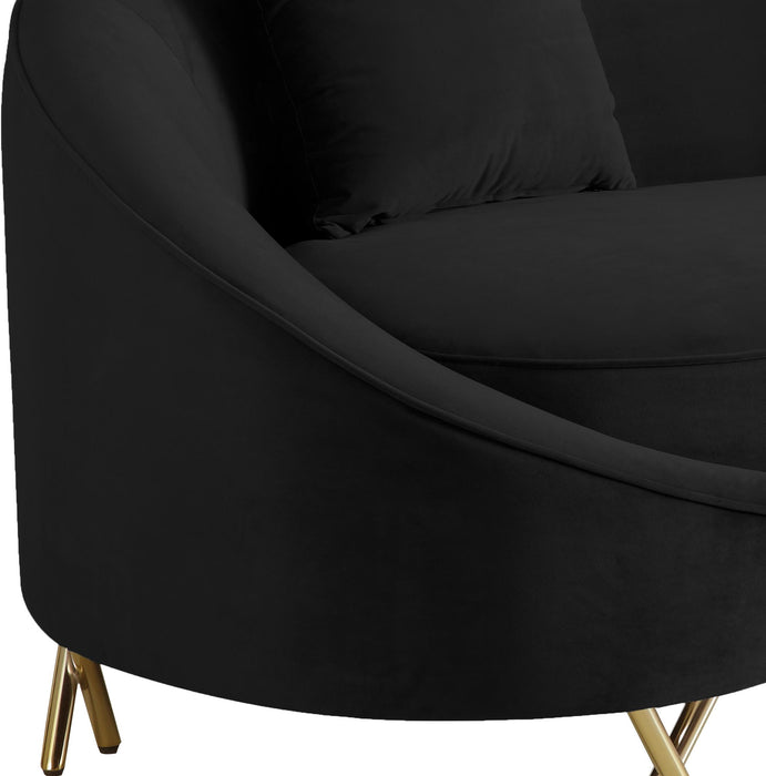 Serpentine Black Velvet Sofa - Royal Furniture & Gifts (MI) - Multi Location