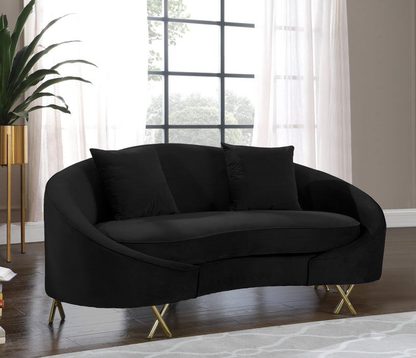 Serpentine Black Velvet Loveseat - Royal Furniture & Gifts (MI) - Multi Location