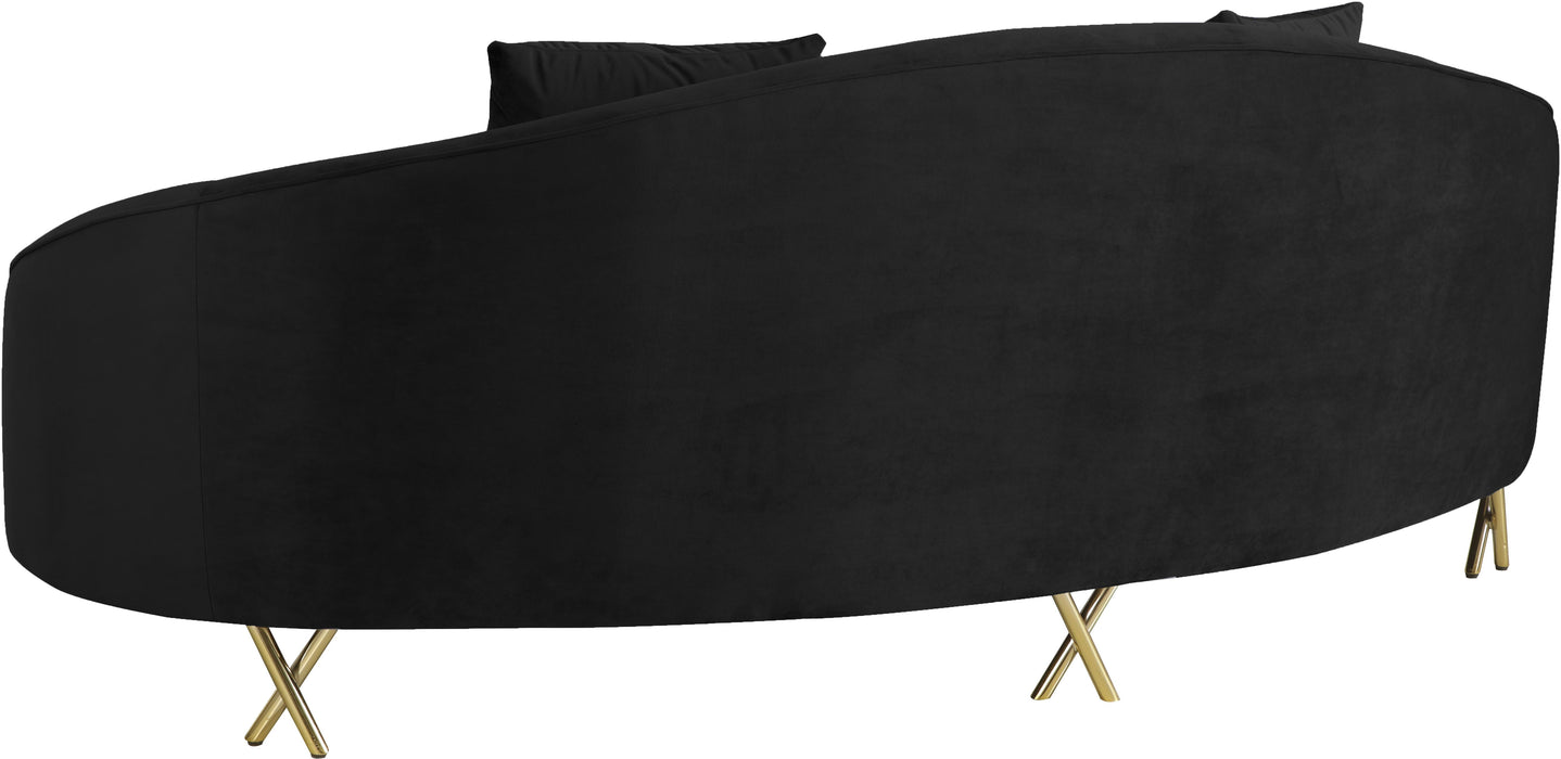 Serpentine Black Velvet Sofa - Royal Furniture & Gifts (MI) - Multi Location