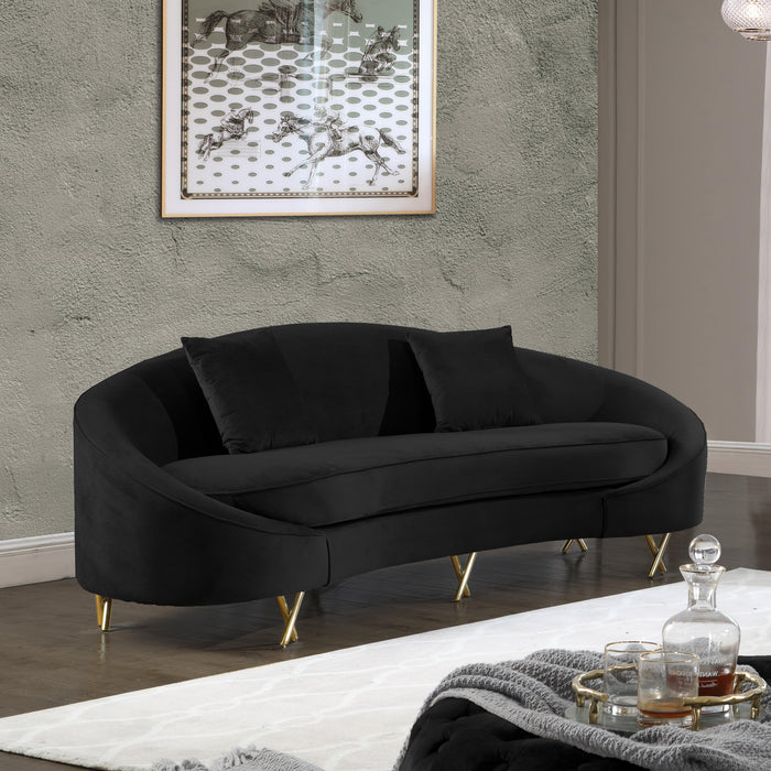 Serpentine Black Velvet Sofa - Royal Furniture & Gifts (MI) - Multi Location