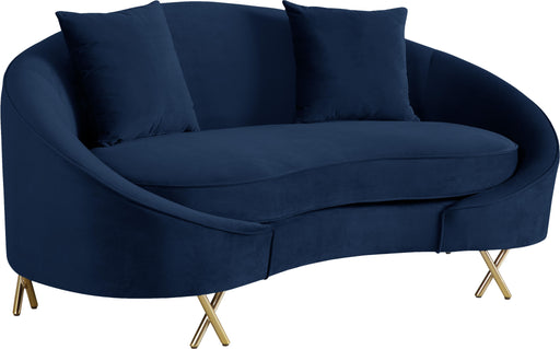 Serpentine Navy Velvet Loveseat - Royal Furniture & Gifts (MI) - Multi Location