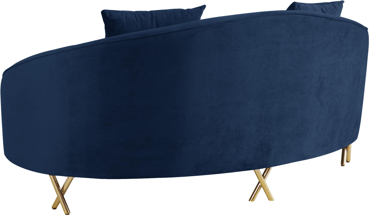 Serpentine Navy Velvet Loveseat - Royal Furniture & Gifts (MI) - Multi Location
