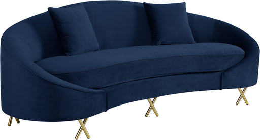 Serpentine Navy Velvet Sofa - Royal Furniture & Gifts (MI) - Multi Location