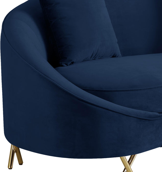 Serpentine Navy Velvet Loveseat - Royal Furniture & Gifts (MI) - Multi Location