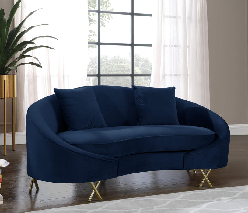 Serpentine Navy Velvet Loveseat - Royal Furniture & Gifts (MI) - Multi Location