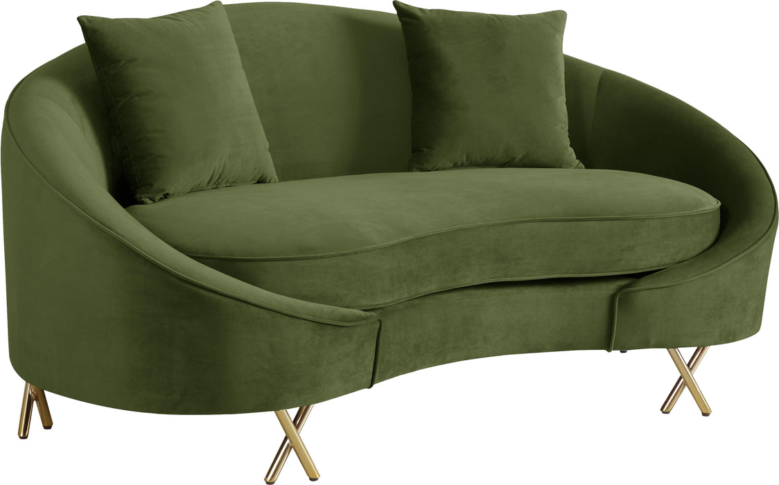 Serpentine Olive Velvet Loveseat - Royal Furniture & Gifts (MI) - Multi Location