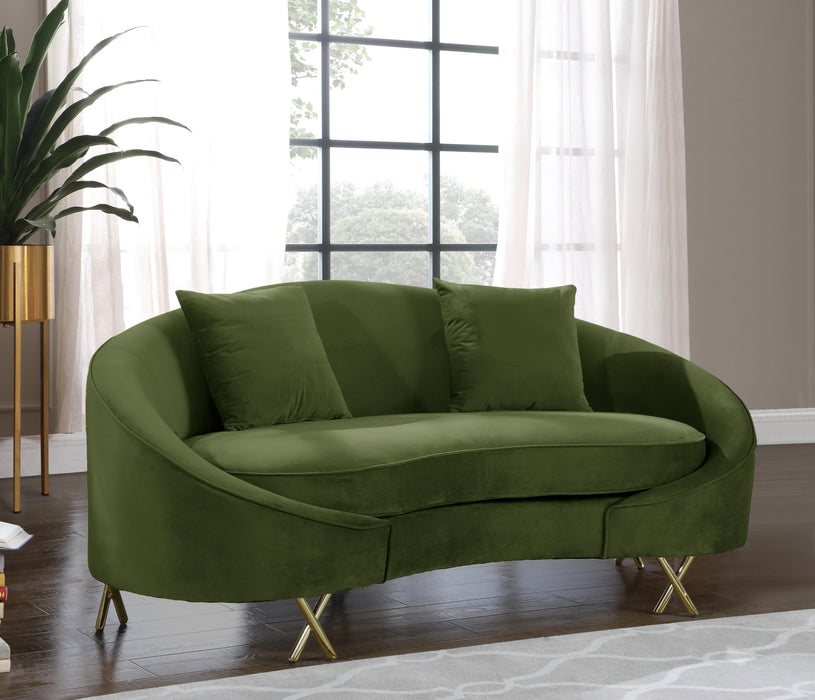 Serpentine Olive Velvet Loveseat - Royal Furniture & Gifts (MI) - Multi Location