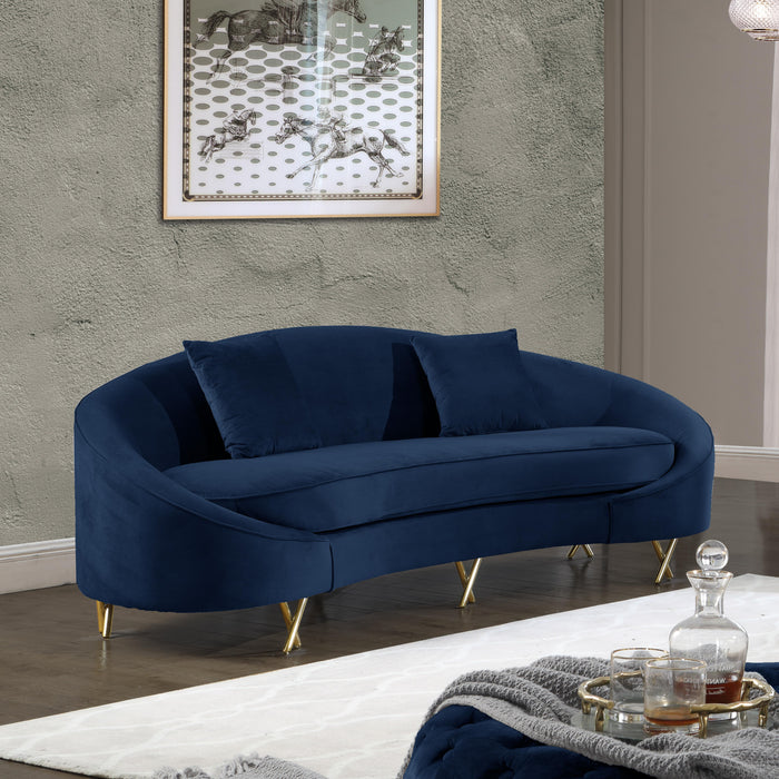 Serpentine Navy Velvet Sofa - Royal Furniture & Gifts (MI) - Multi Location