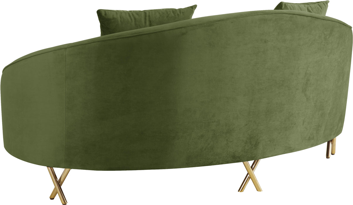 Serpentine Olive Velvet Loveseat - Royal Furniture & Gifts (MI) - Multi Location