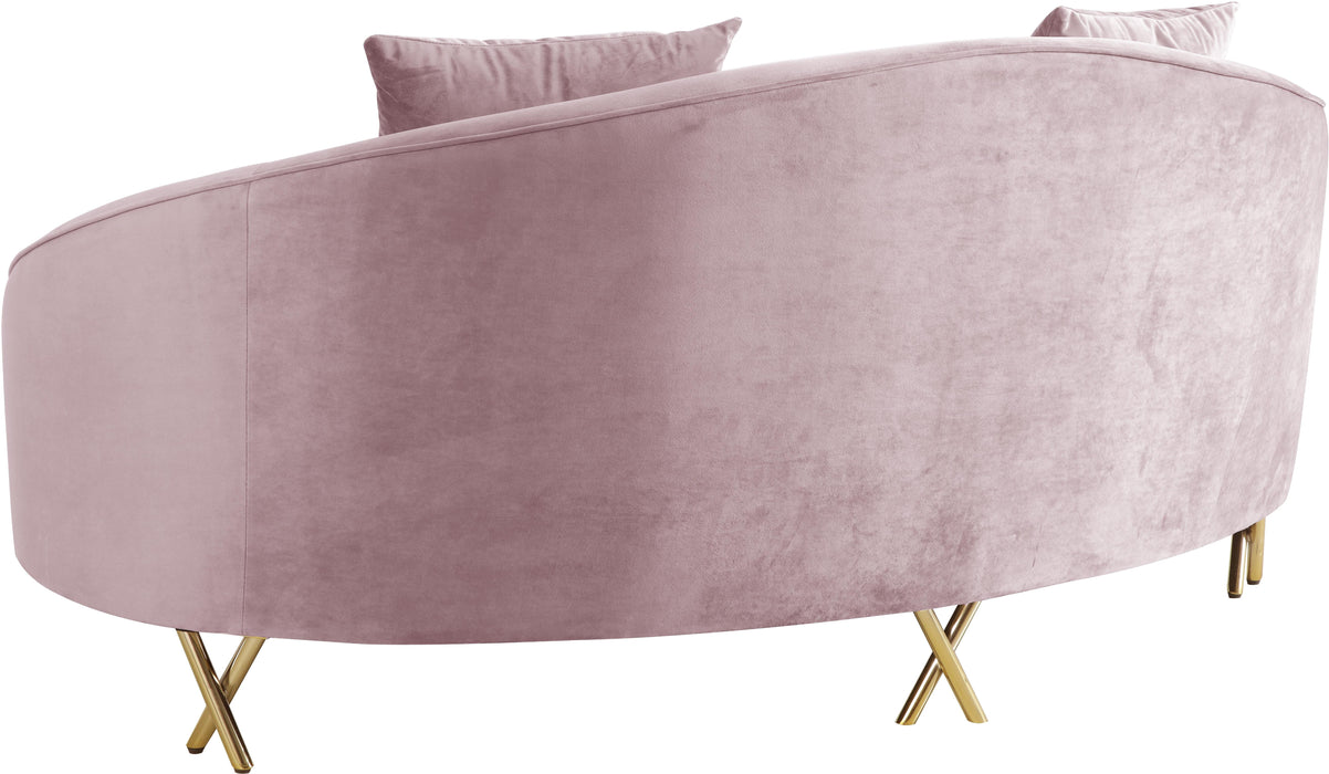 Serpentine Pink Velvet Loveseat - Royal Furniture & Gifts (MI) - Multi Location
